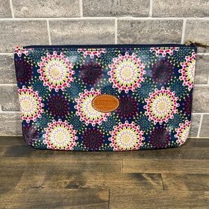 Fossil Key-Per coated canvas cosmetic bag case pouch
